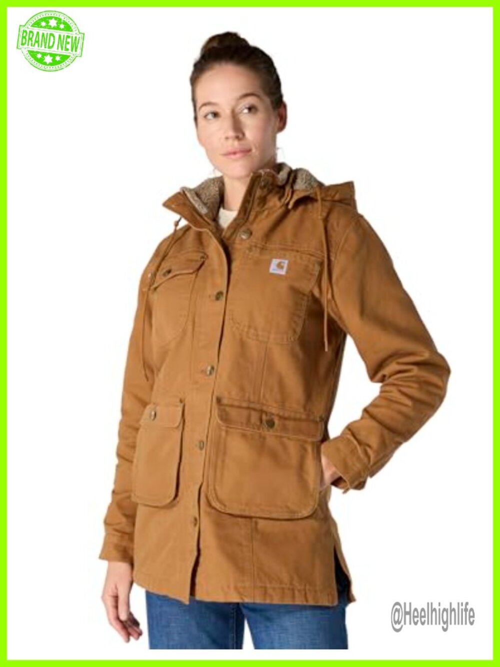 Loose Fit Washed Duck Coat Quilted Flannel Lined Sherpa Collar